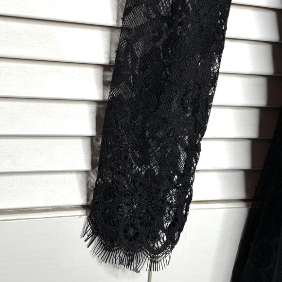 H&M Divided Black Floral Sheer Lace Long Sleeve Mini A-Line Dress XS 2 NWT - Picture 3 of 9